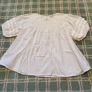 Madewell Embroidered Puff Sleeve Blouse XS